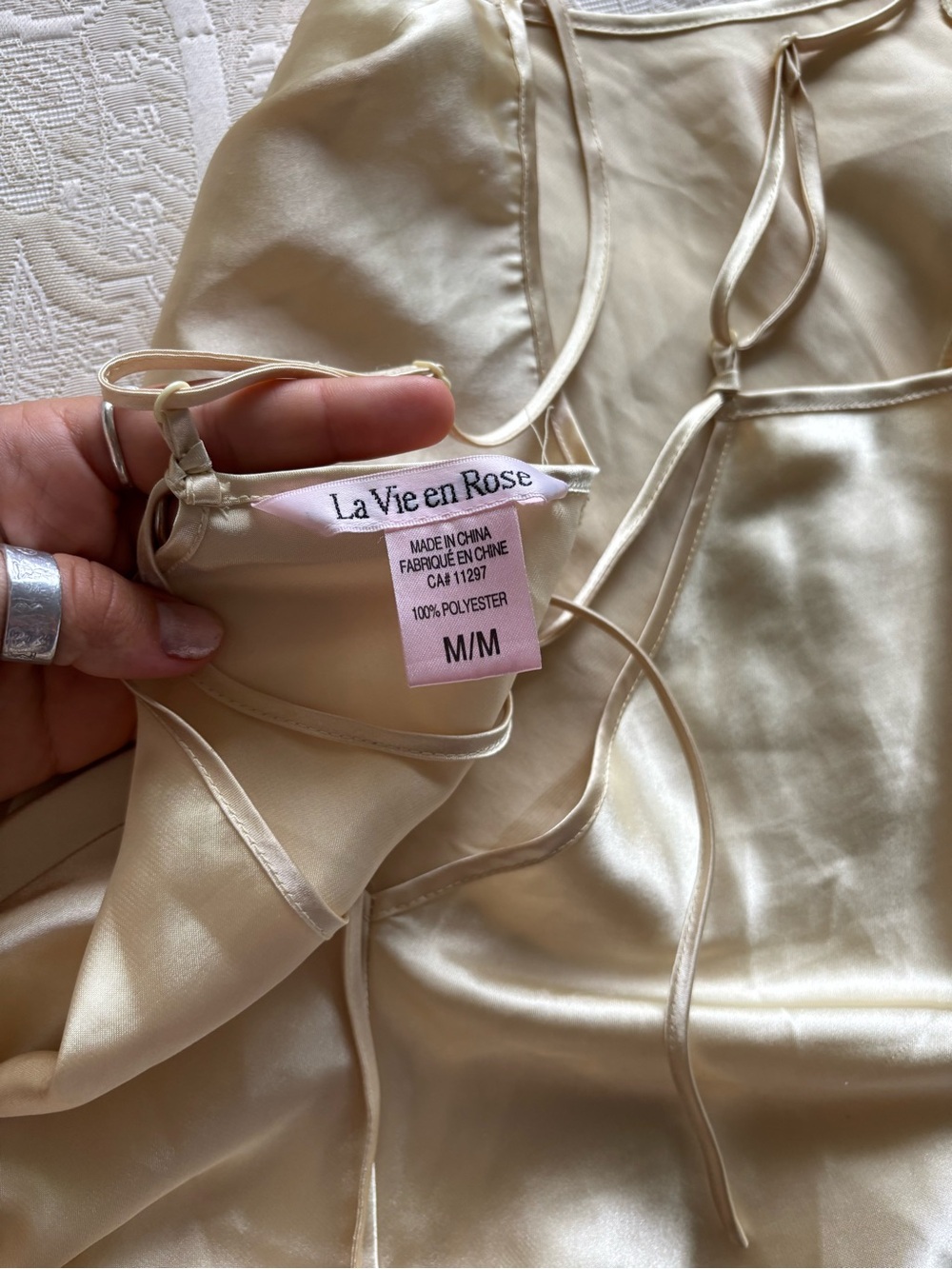 La Vie en Rose Satin Style Slip Chemise in Pastel Yellow - Picture 3 of 4